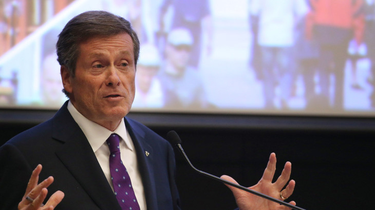 TORONTO, ON - OCTOBER 20:  John Tory debates.  Big Ideas mayoral debate hosted by Star columnist Christopher Hume and MPI's executive director Jamison Steeve at the Rotman School of Management's Desautels Hall at University of Toronto.        (Steve Russell/Toronto Star via Getty Images)